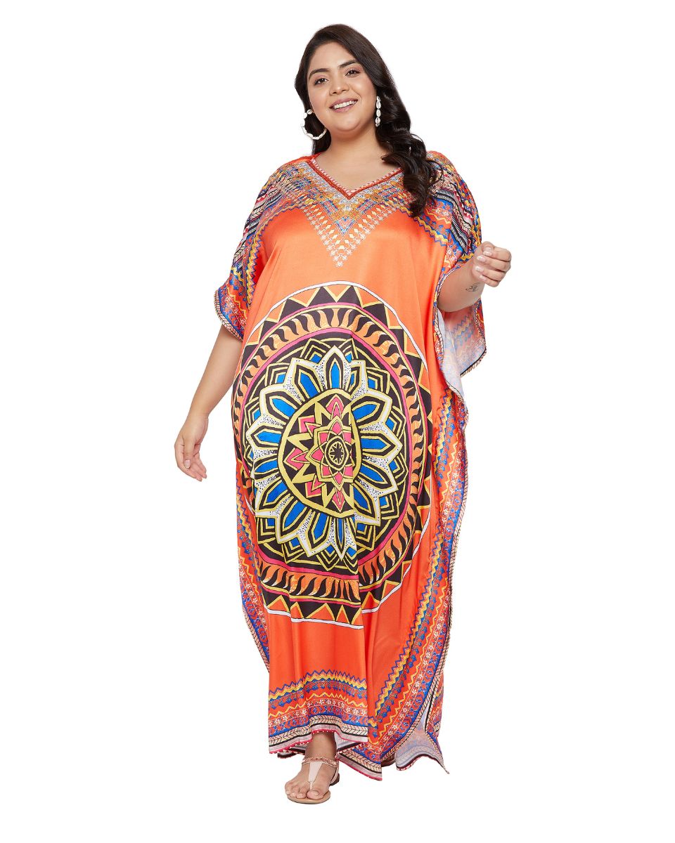 Mandala Kimono Sleeve Plus Size Maxi Kaftan