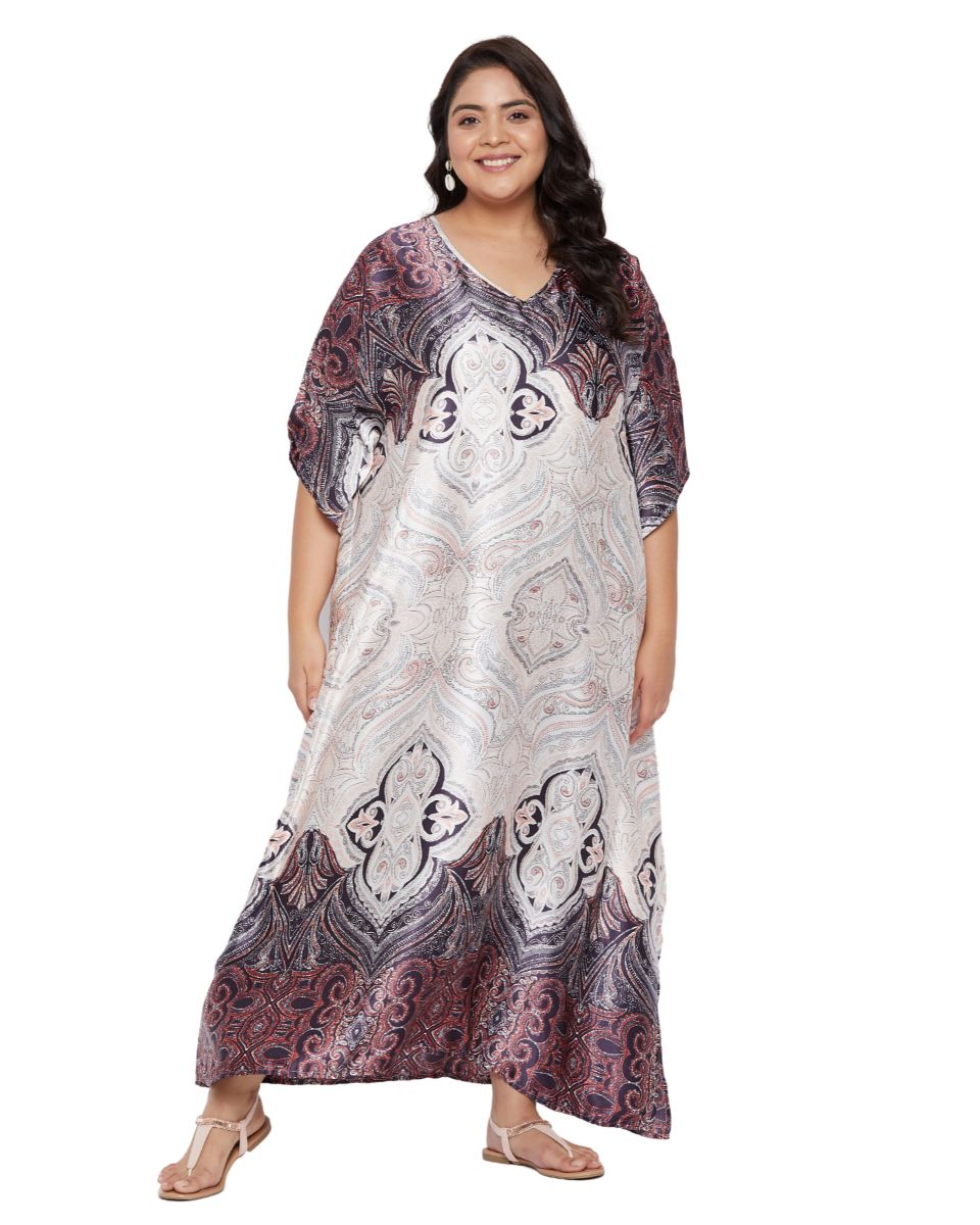 Plus Size Printed Kimono Sleeve Kaftan