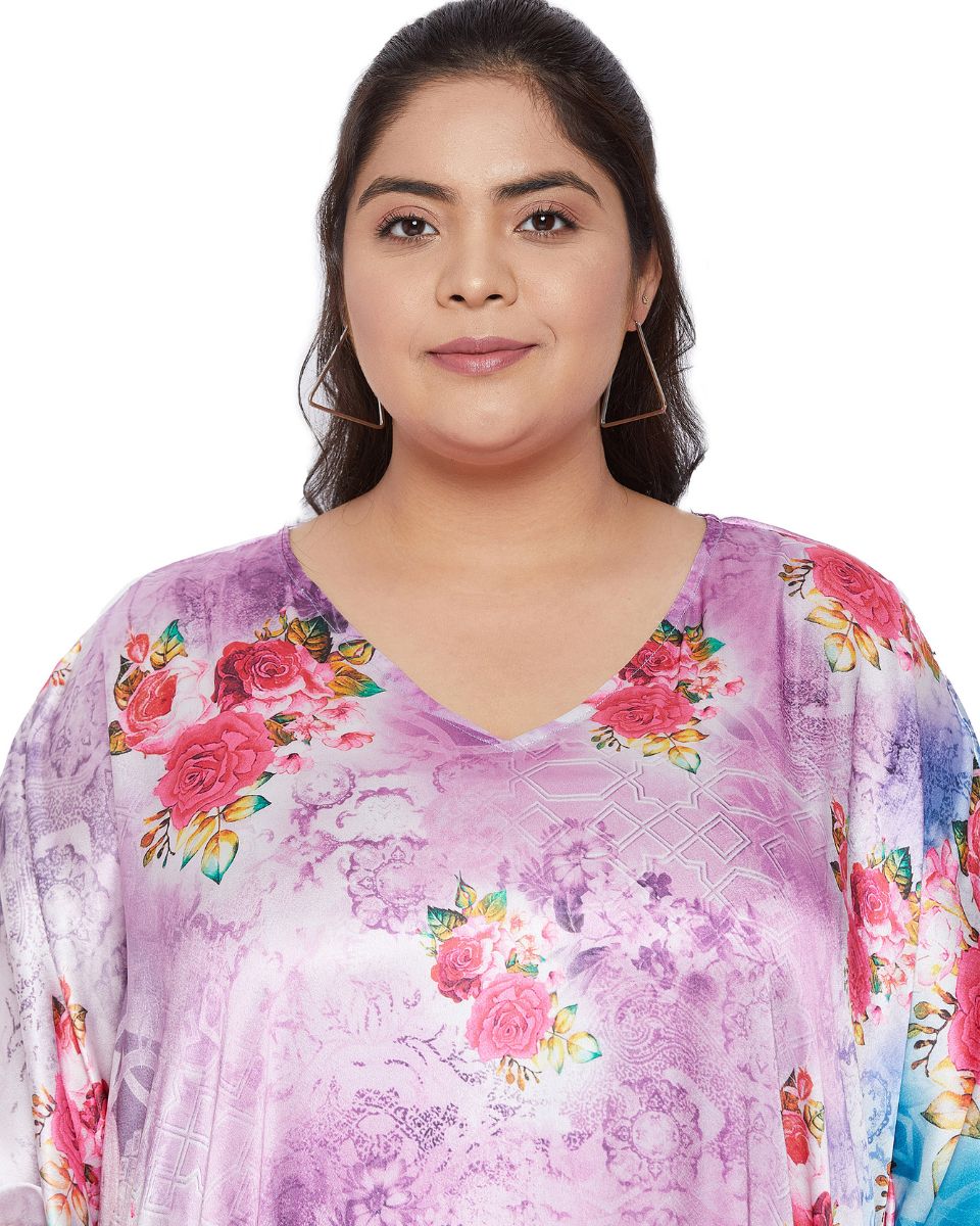 Long Maxi Kaftan with Floral Print