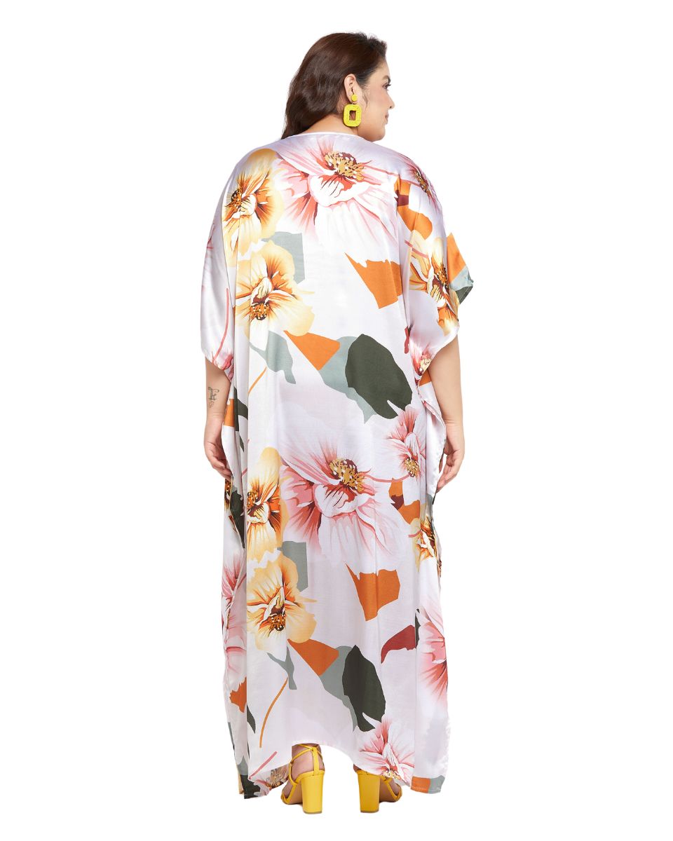 Floral Satin Kaftan for Women