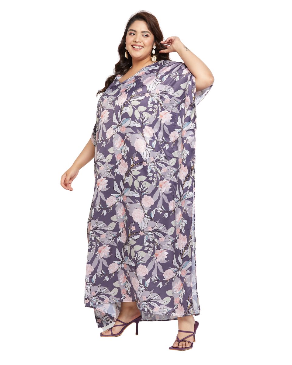 light purple satin kaftan for women