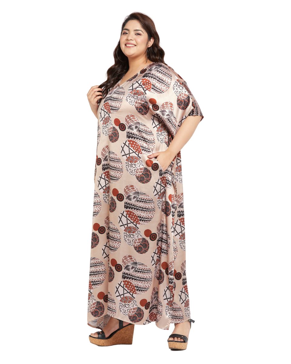 Floral Print Kaftan Long Dress