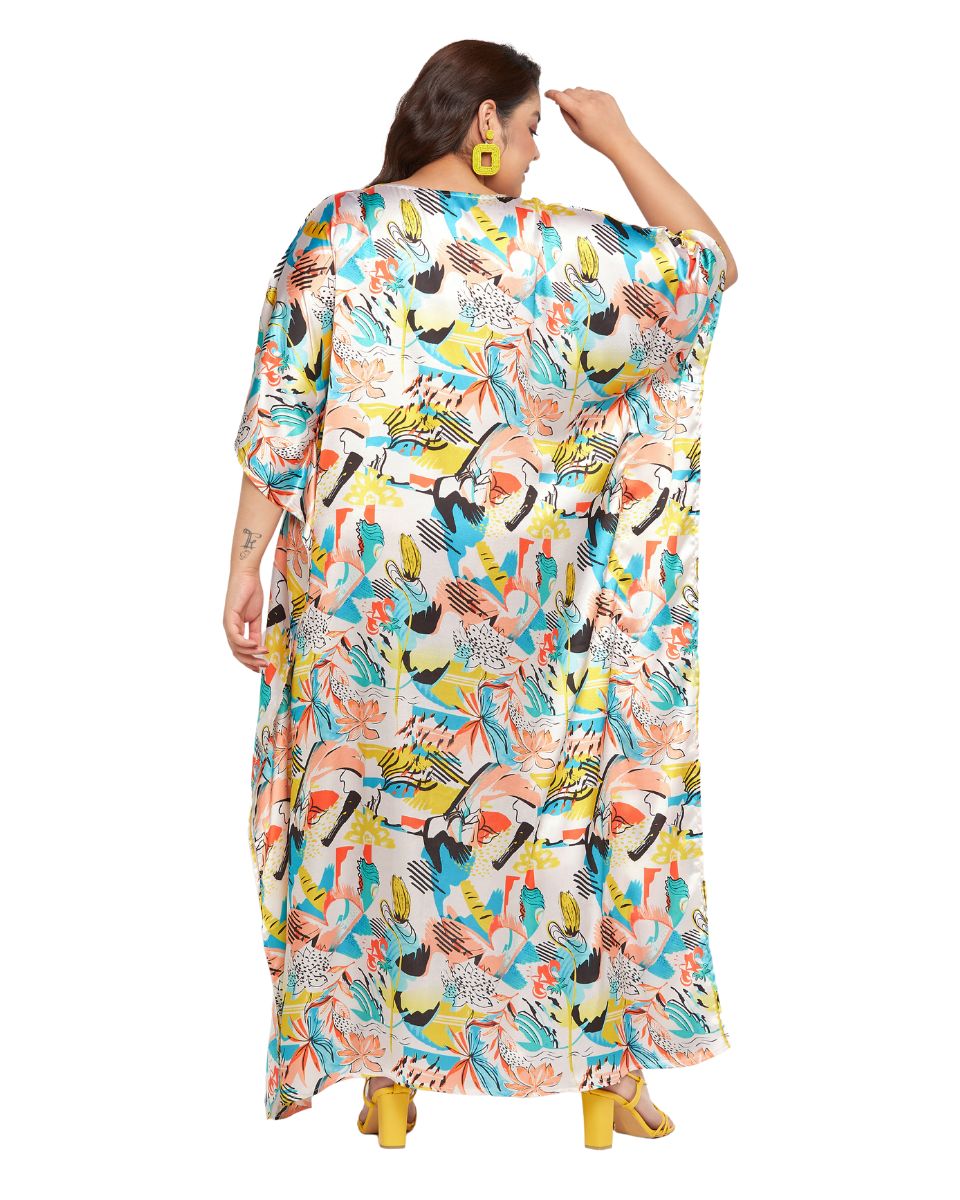 Multicolor Satin Kaftan for Women