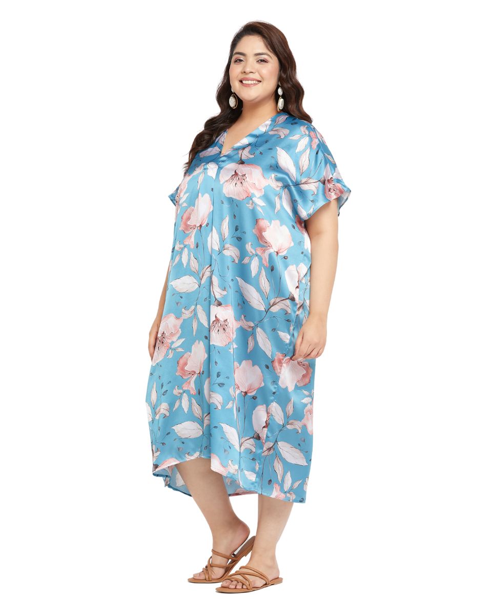Beautiful Floral Print Kaftan Long Dress