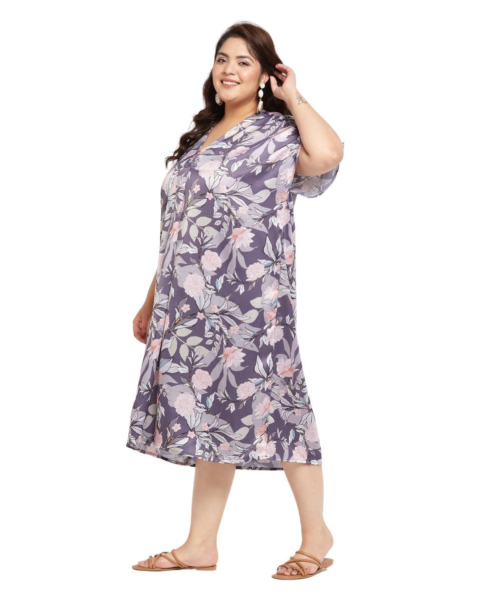 Light Purple Satin Kaftan Dress