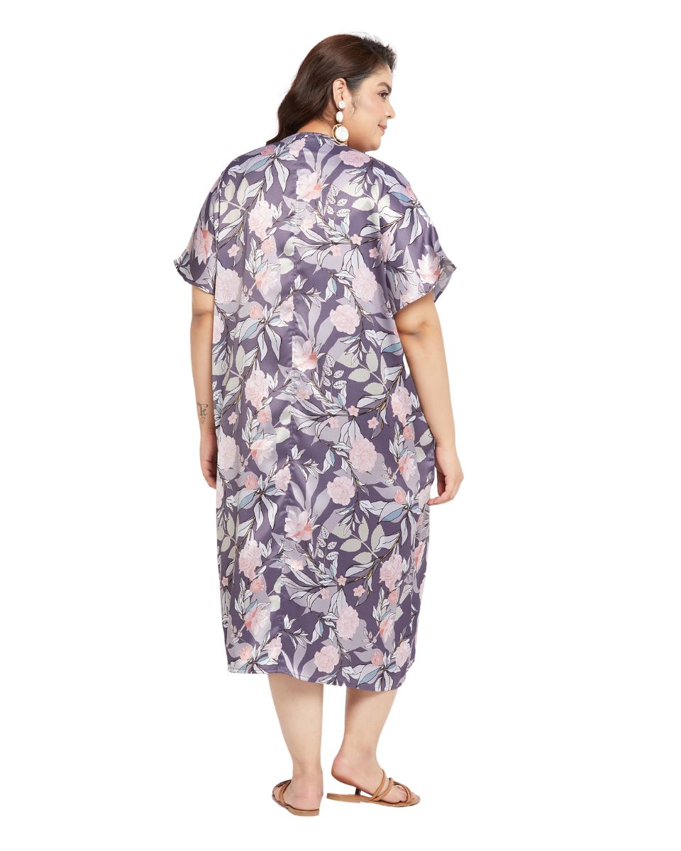 Satin Kaftan Dress with beautiful print