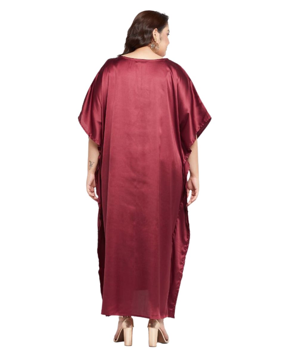 Chic Satin Kaftan Long Dress for Women