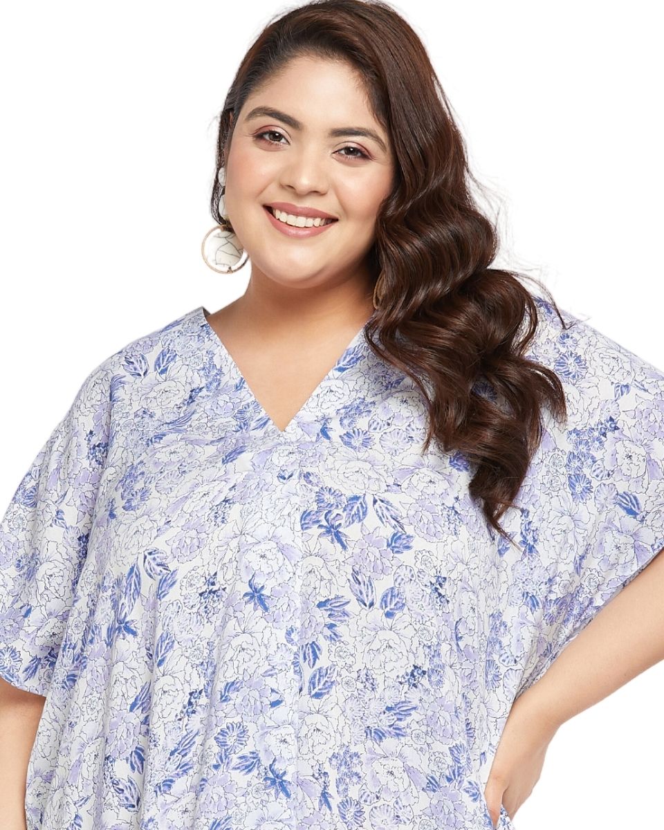 White Satin Dress with Floral Print