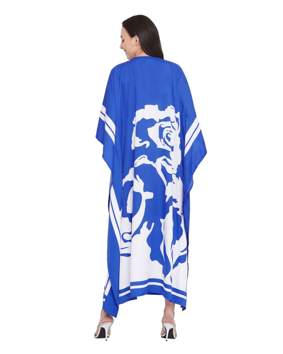 Ladies Floral Pattern Kimono Sleeve Long Maxi For Plus Size Women