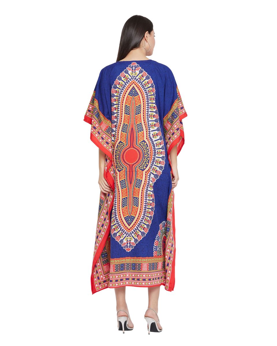 Polyester Kaftan For Plus Size Women Tribal Printed Multicolor