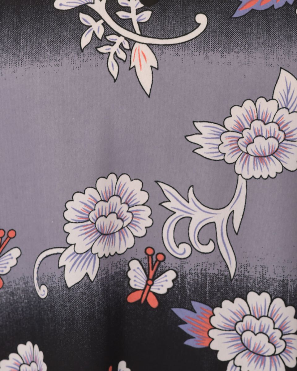 Floral Printed Black Polyester Kaftan Plus Size Dress For Women