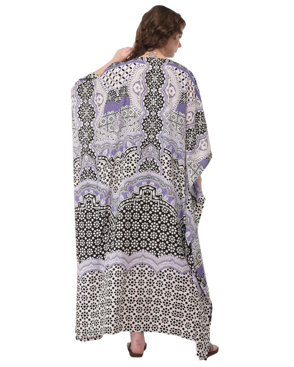 Digital Printed Multicolor Polyester Kaftan Plus Size For Women