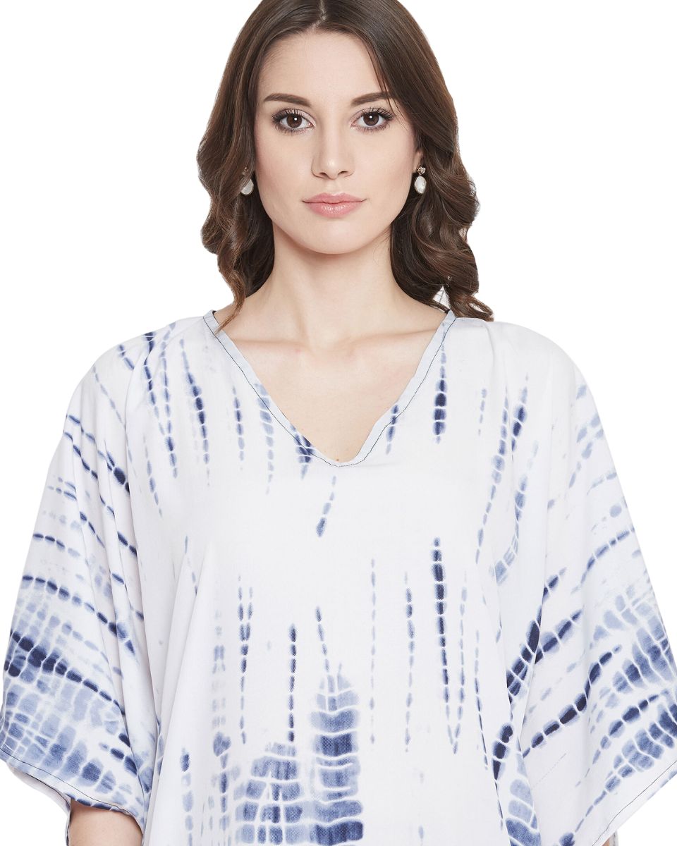 Polyester Kaftan Plus Size Dress Tie Dye Printed Blue For Women