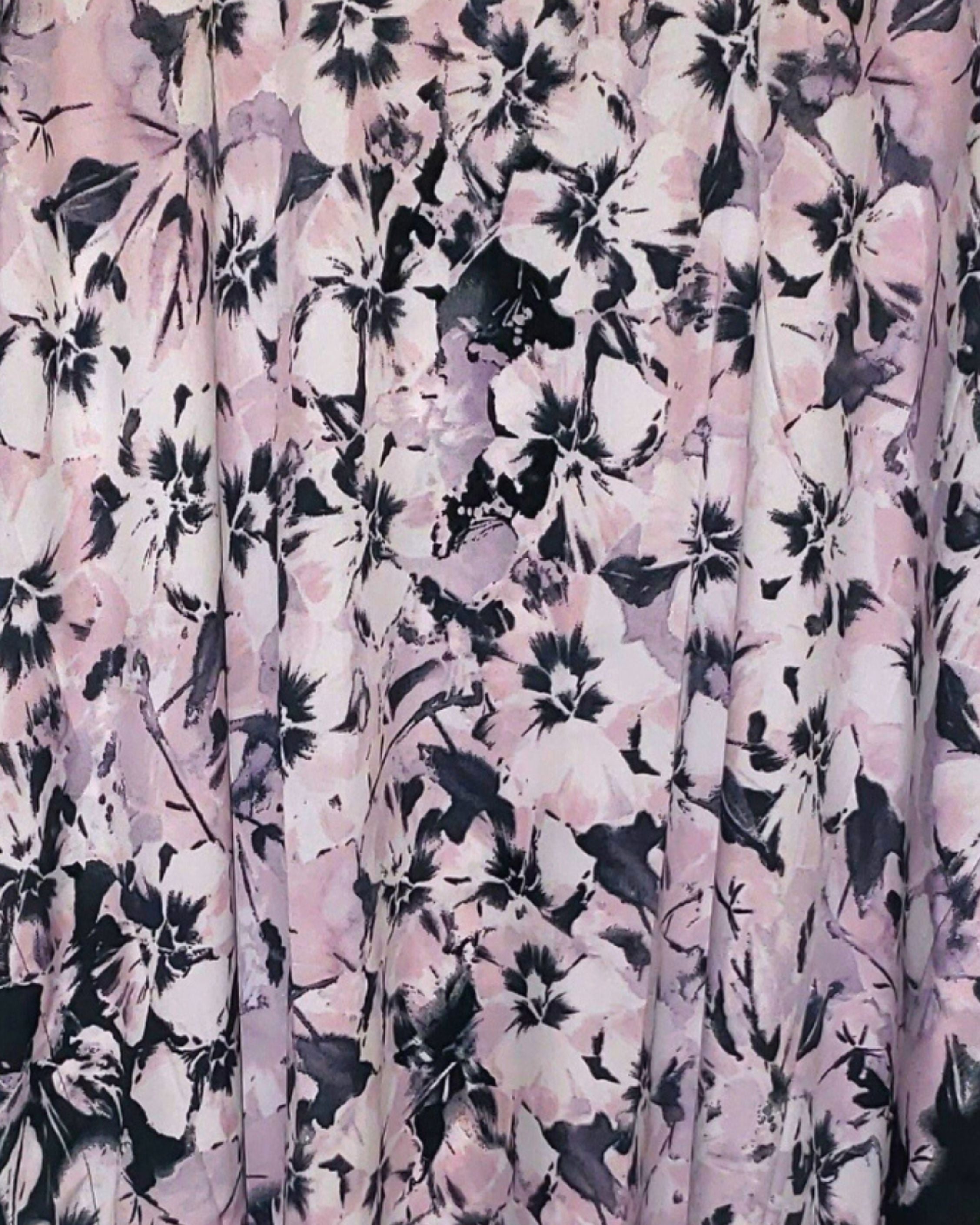 Floral Printed Black Polyester Kaftan Plus Size Dress For Women