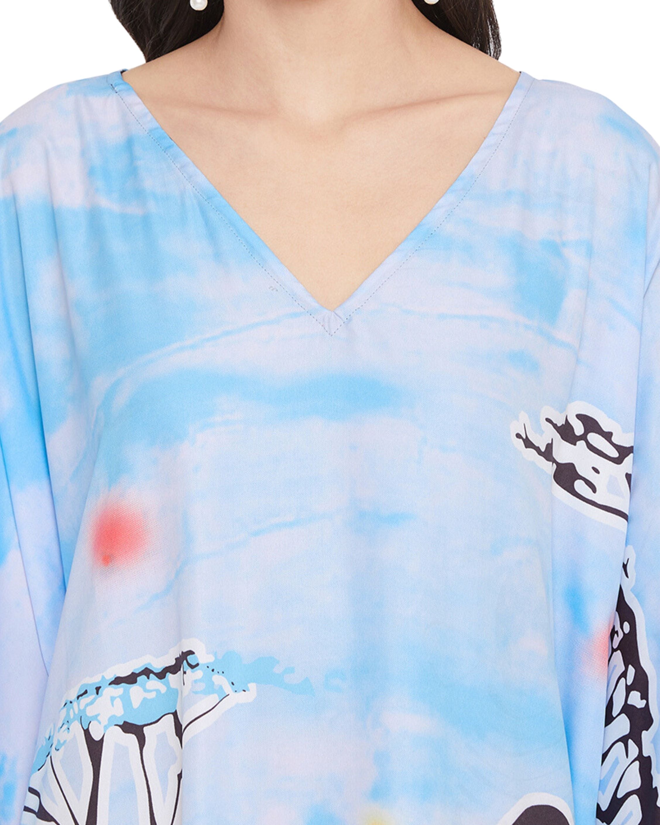 Tribal Printed Multicolor Polyester Kaftan For Plus Size Women