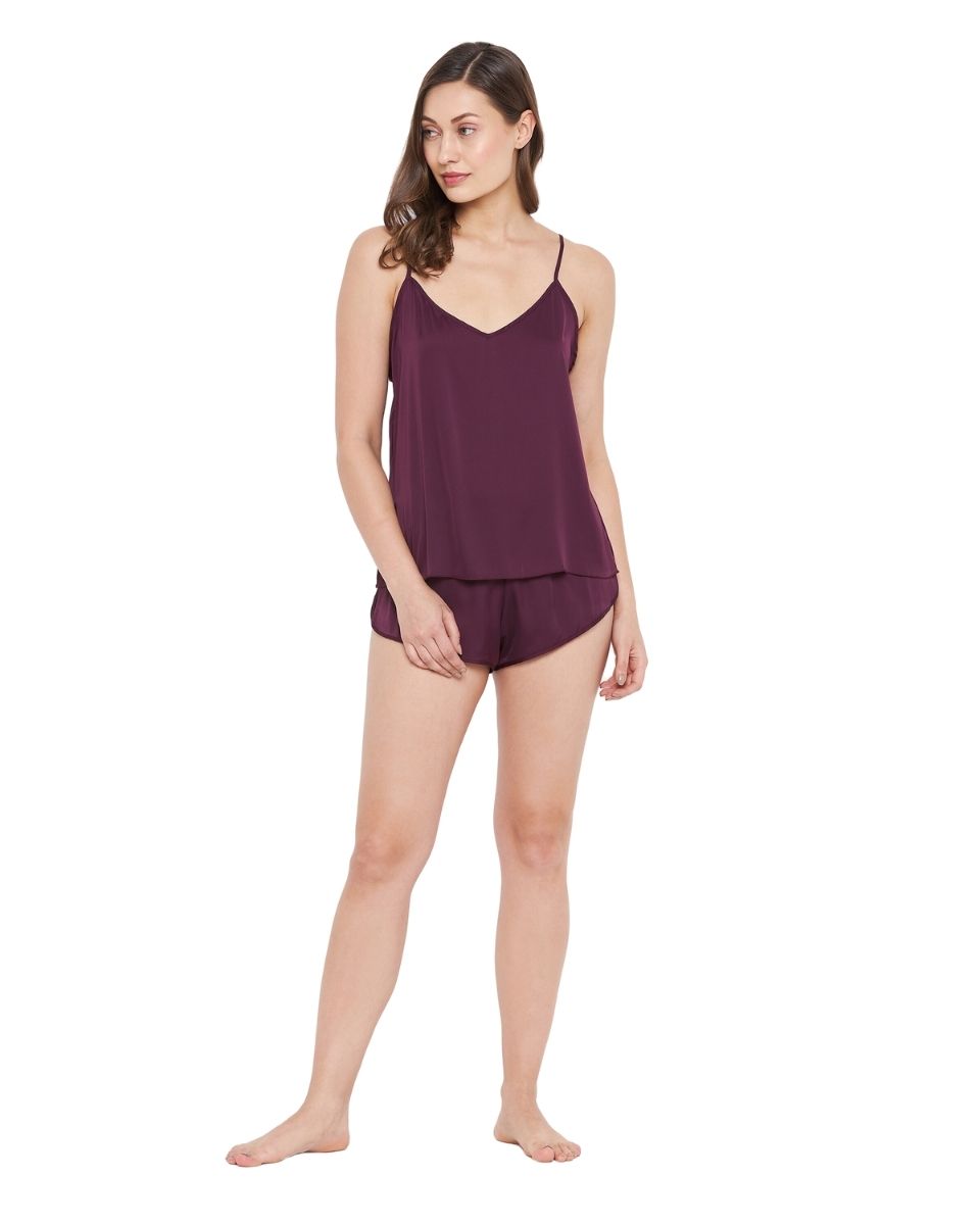 Purple satin pajama set