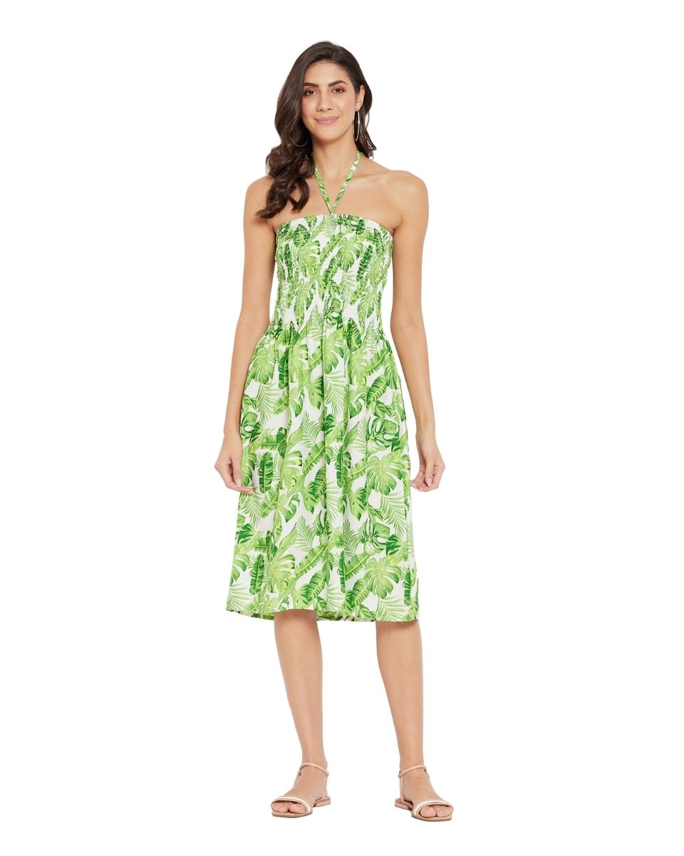Set of 6 Tropical Ash Leaf Printed Short Dress (S,M,L)