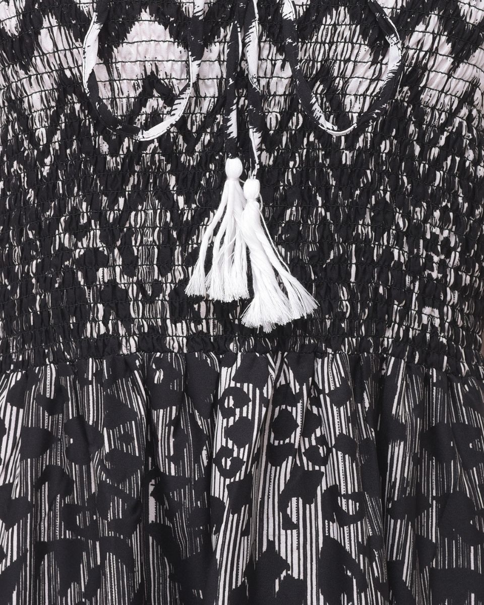 Black And Gray Zig zag Design Polyester Tube Dress For Women