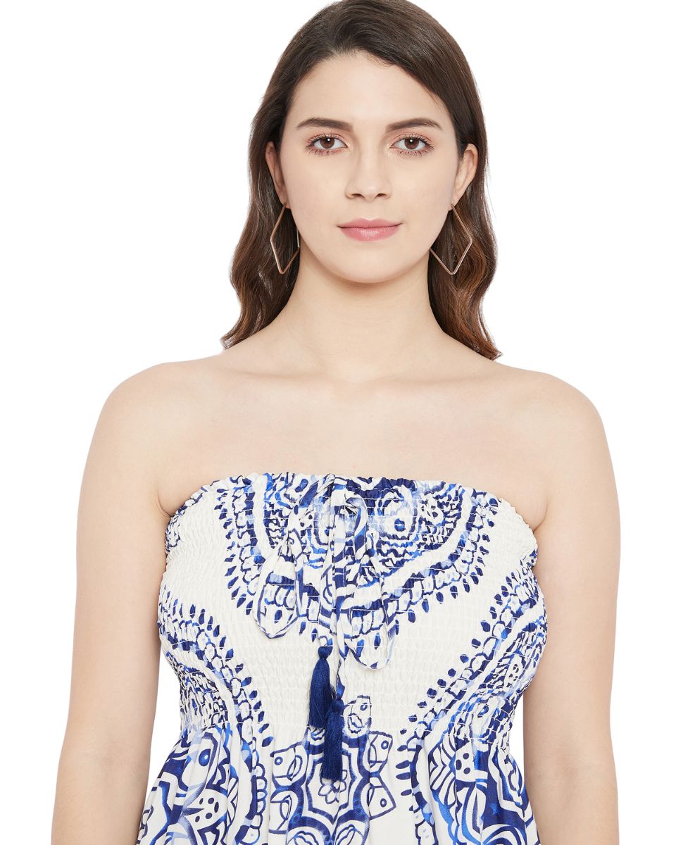 Mandala Printed Women Plus Size Strapless Dresses for Parties