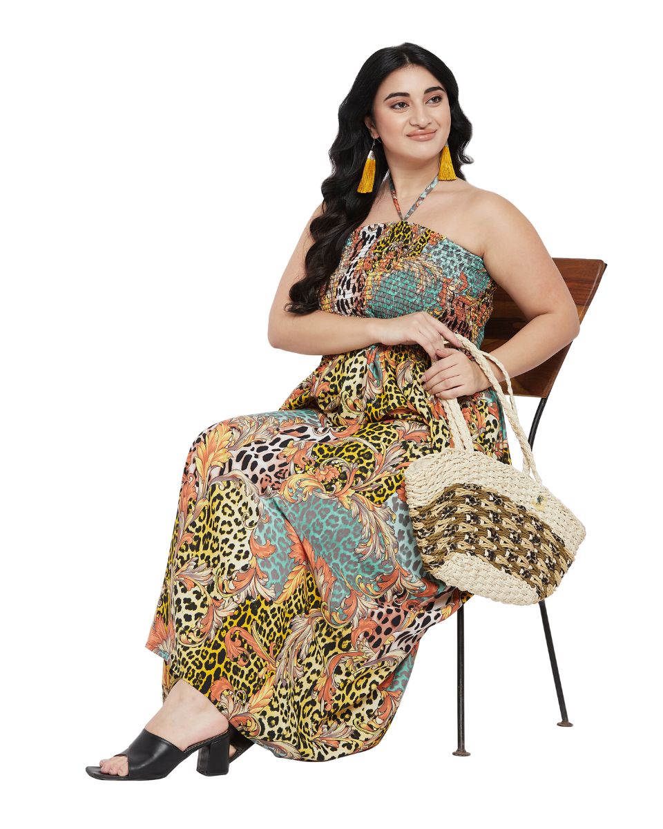 Women Plus Size Floral Multicolor Tube Dress for Evening