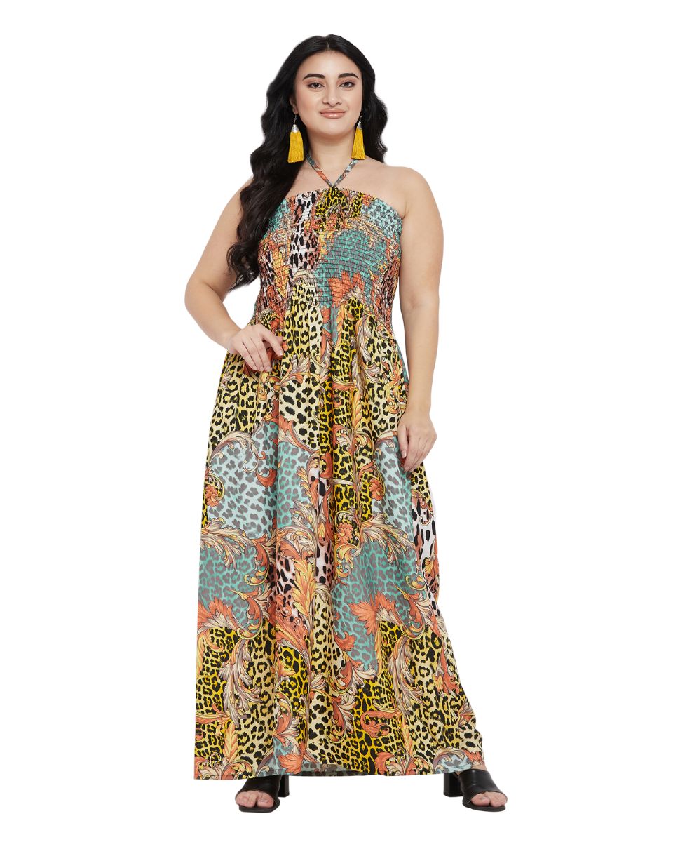 Women Plus Size Floral Multicolor Tube Dress for Evening
