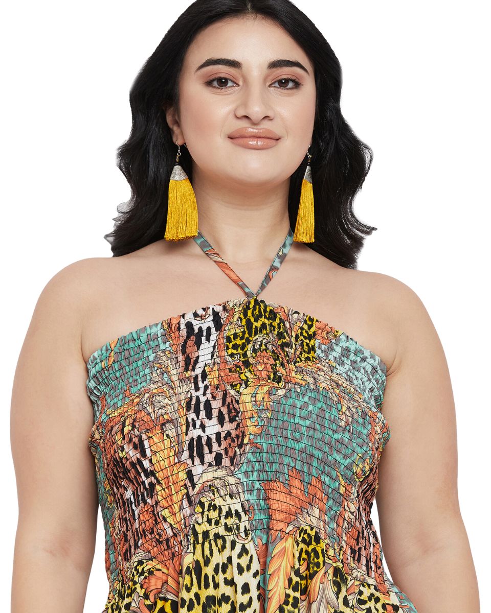 Women Plus Size Floral Multicolor Tube Dress for Evening