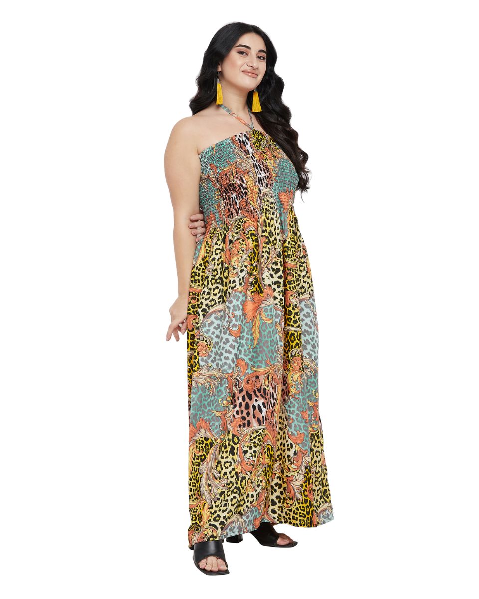 Women Plus Size Floral Multicolor Tube Dress for Evening
