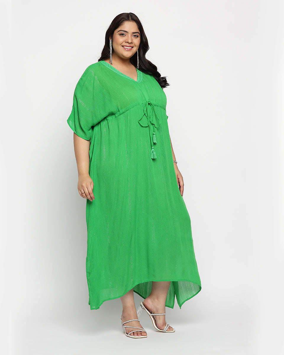 Kelly Green Solid Rayon Plus size Kaftan For Women