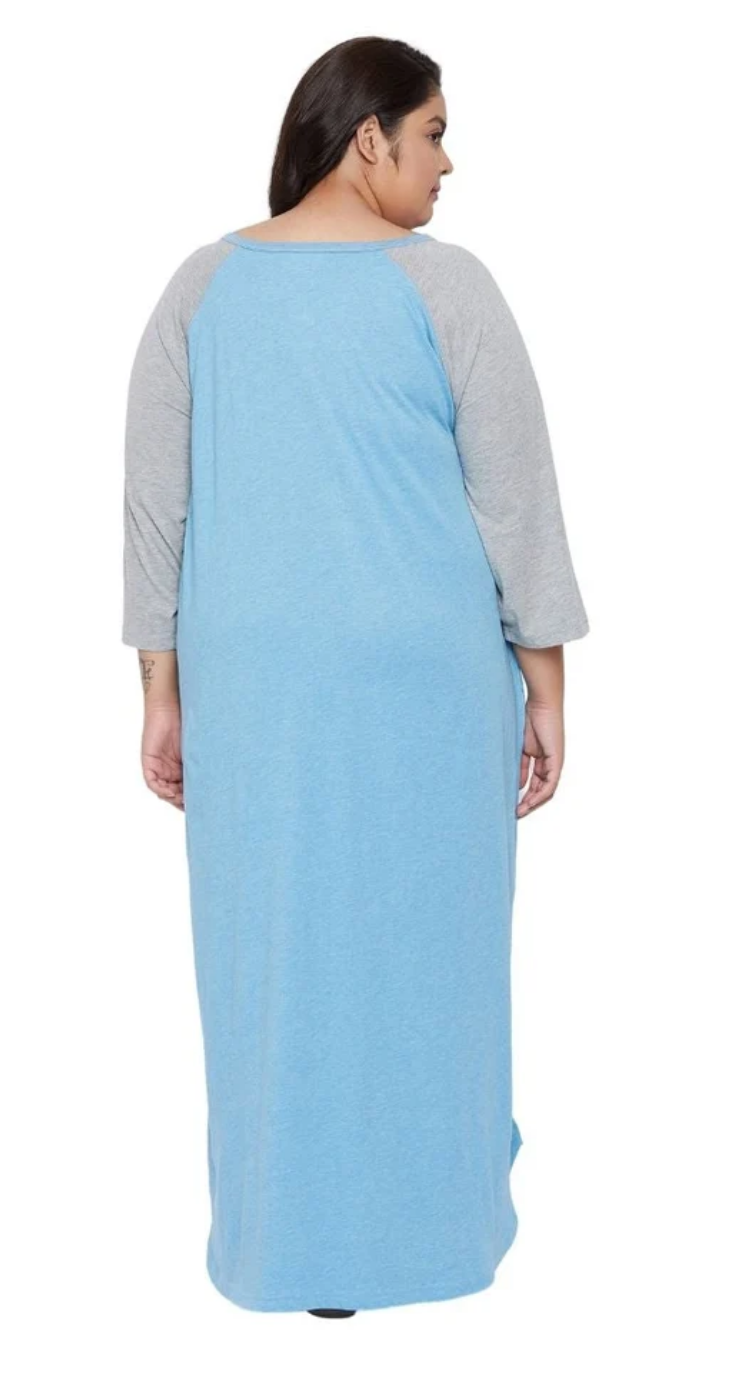 Sky Blue Polyester Plus Size Dress for Women 1X-3X 3/4 Sleeve | GypsieBlu