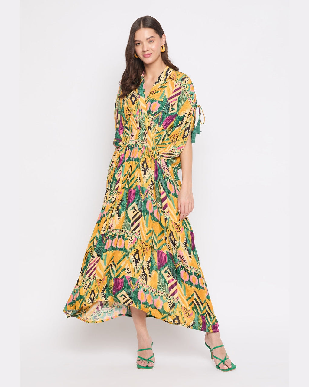 Abstract Print Rayon Casual Resort Wear Kaftan For Women
