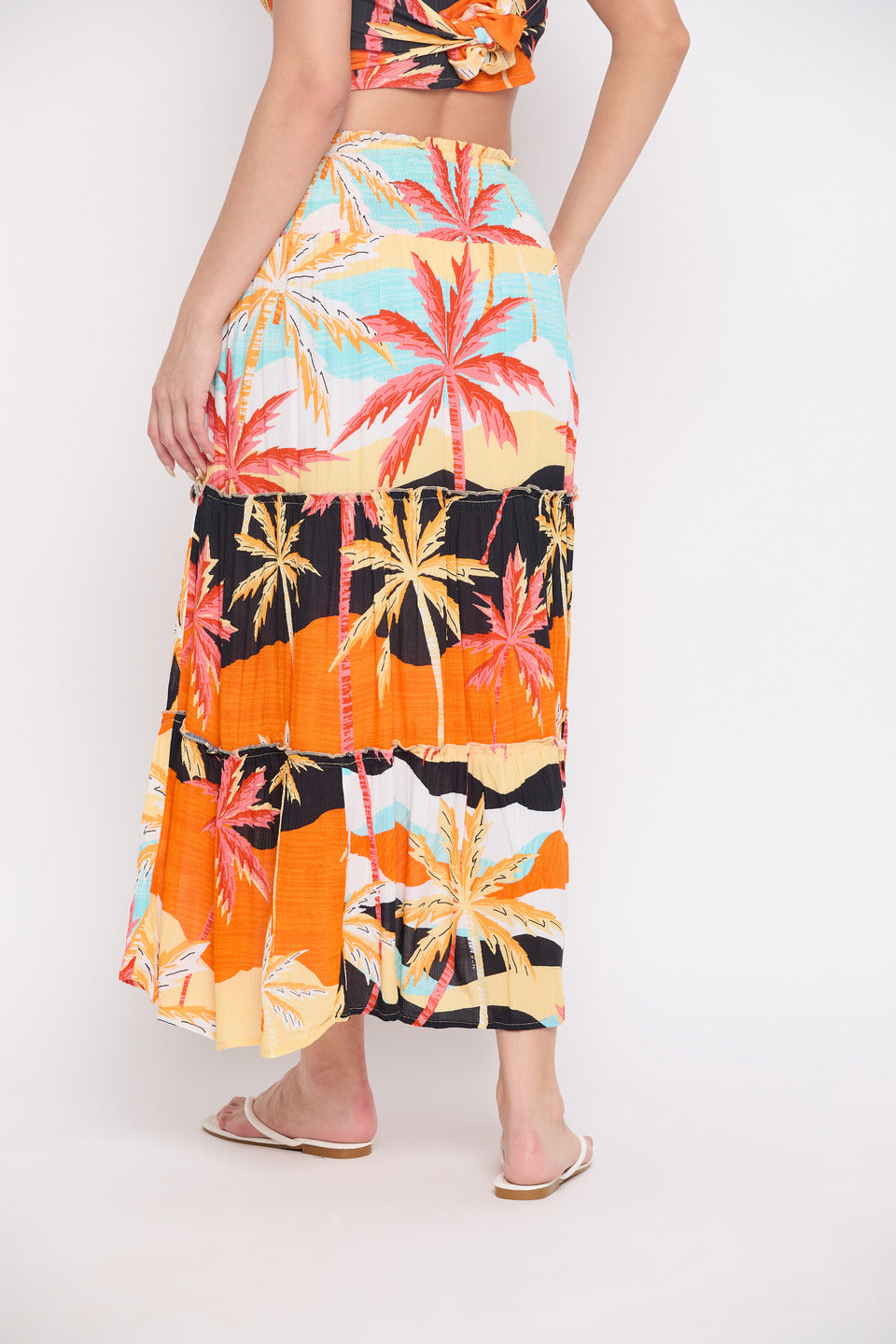 Multicolor Beach Theme Rayon Crepe Long Skirt For Women