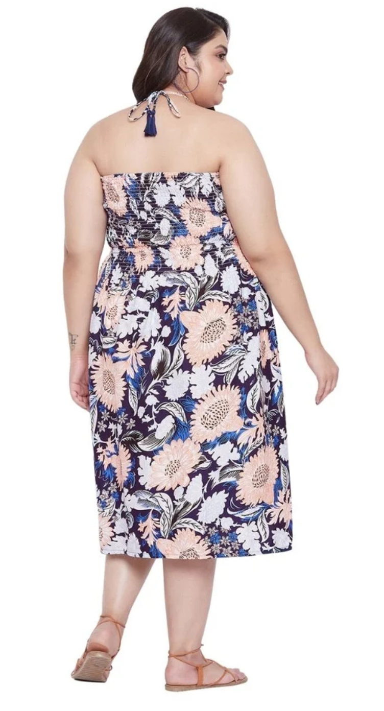 Multicolor Leaf & Floral Plus Size Tube Dress for Women 1X-3X | GypsieBlu
