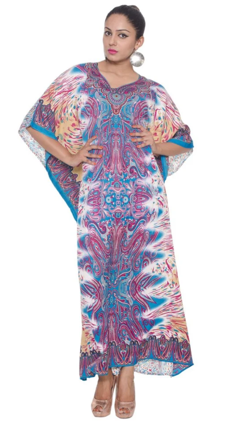 Multicolor Kaleidoscope Paisley Plus Size Kaftan for Women 1X-3X | GypsieBlu