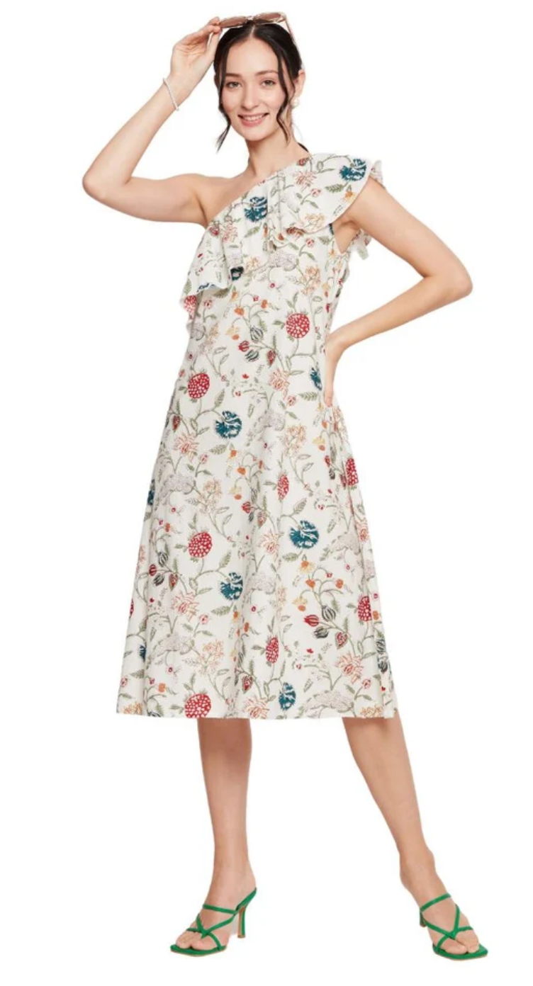 Ecru White Floral Cotton Dress for Women S-XL | GypsieBlu