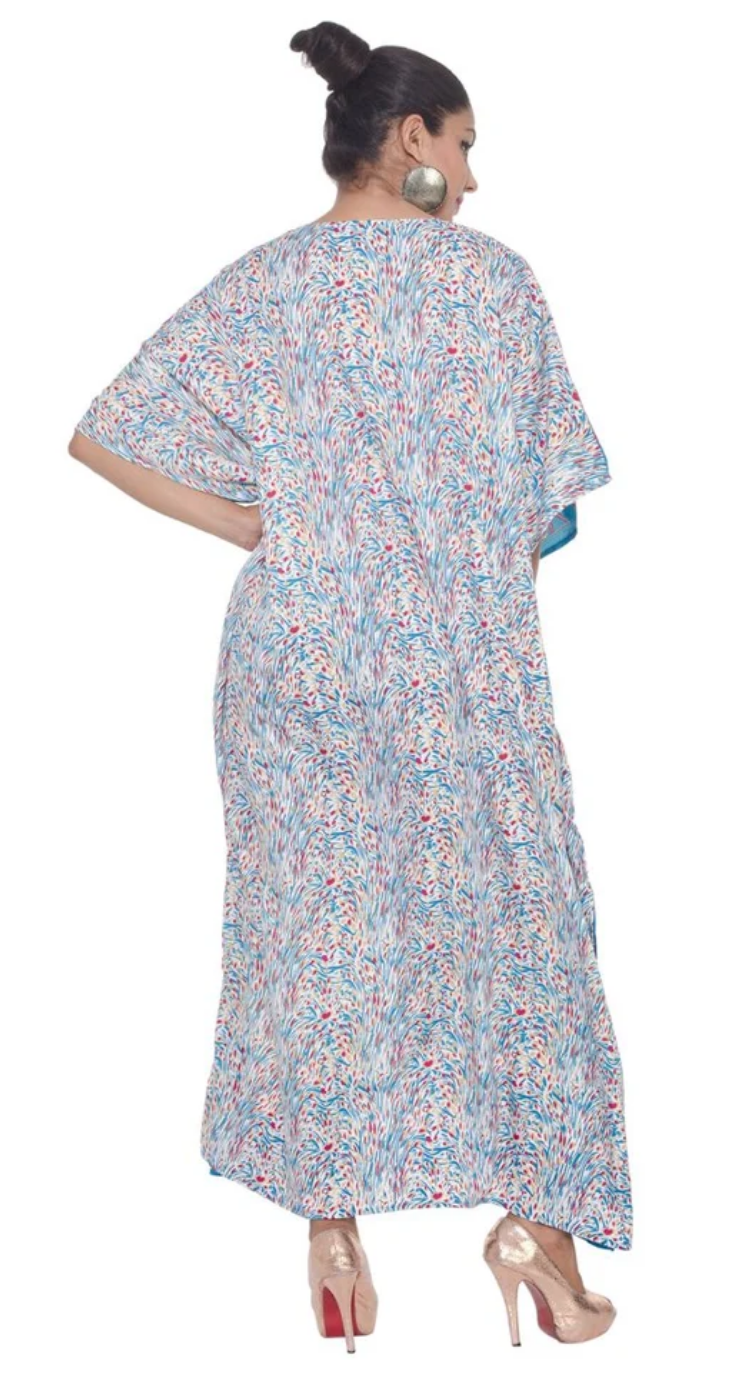 Multicolor Kaleidoscope Paisley Plus Size Kaftan for Women 1X-3X | GypsieBlu