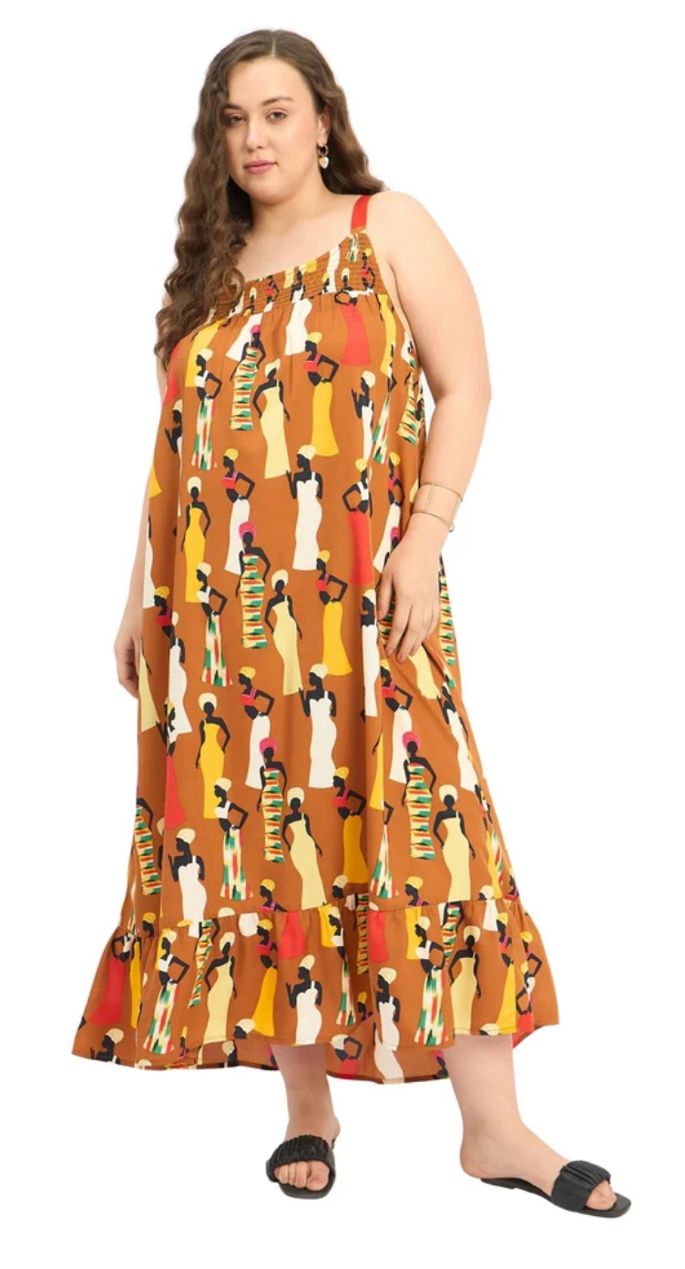 Brown Ladies Polyester Plus Size Dress for Women 1X-3X | GypsieBlu