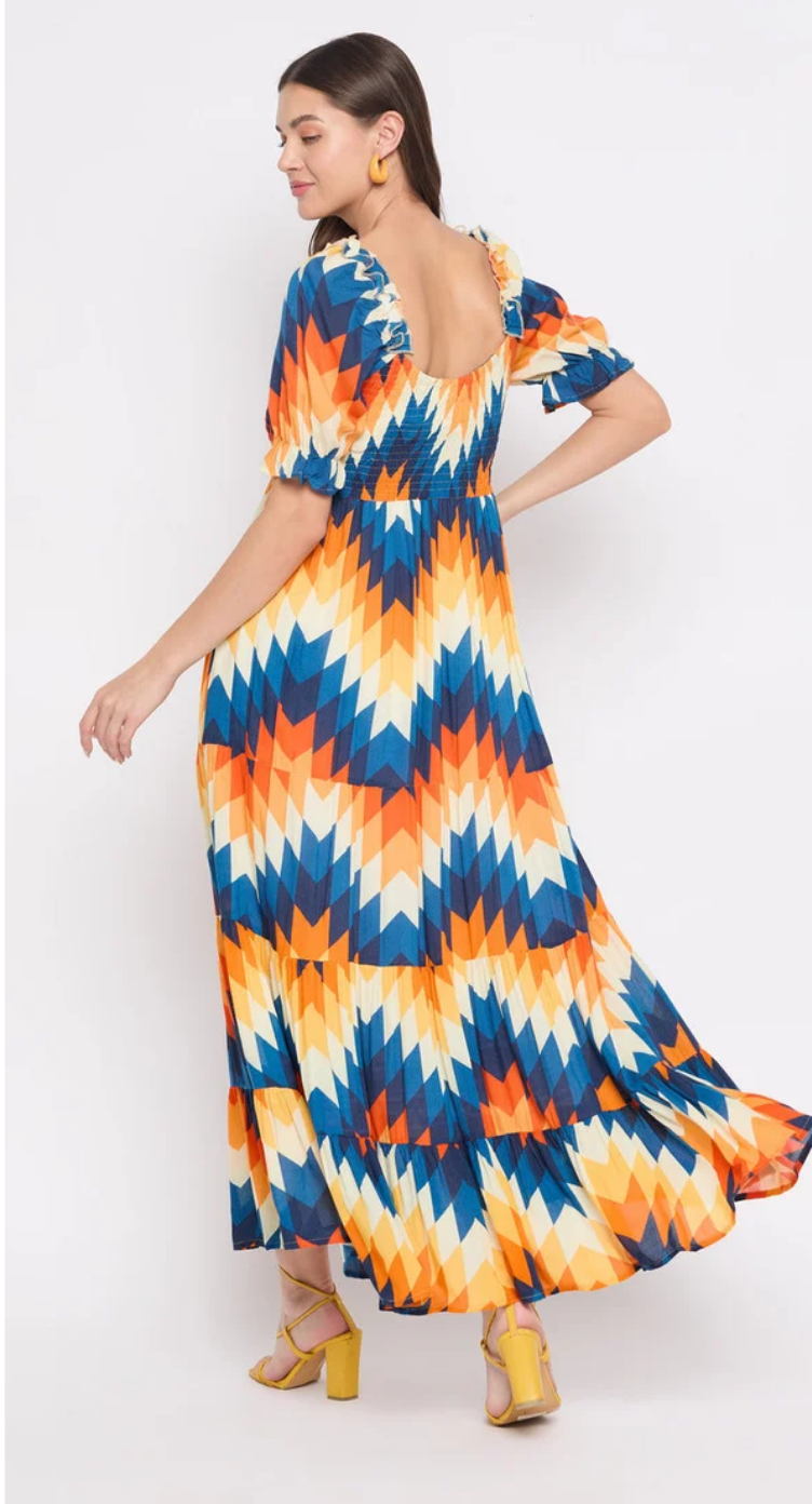 Multicolor Digital Print Rayon Maxi Dress for Women S-XL | GypsieBlu