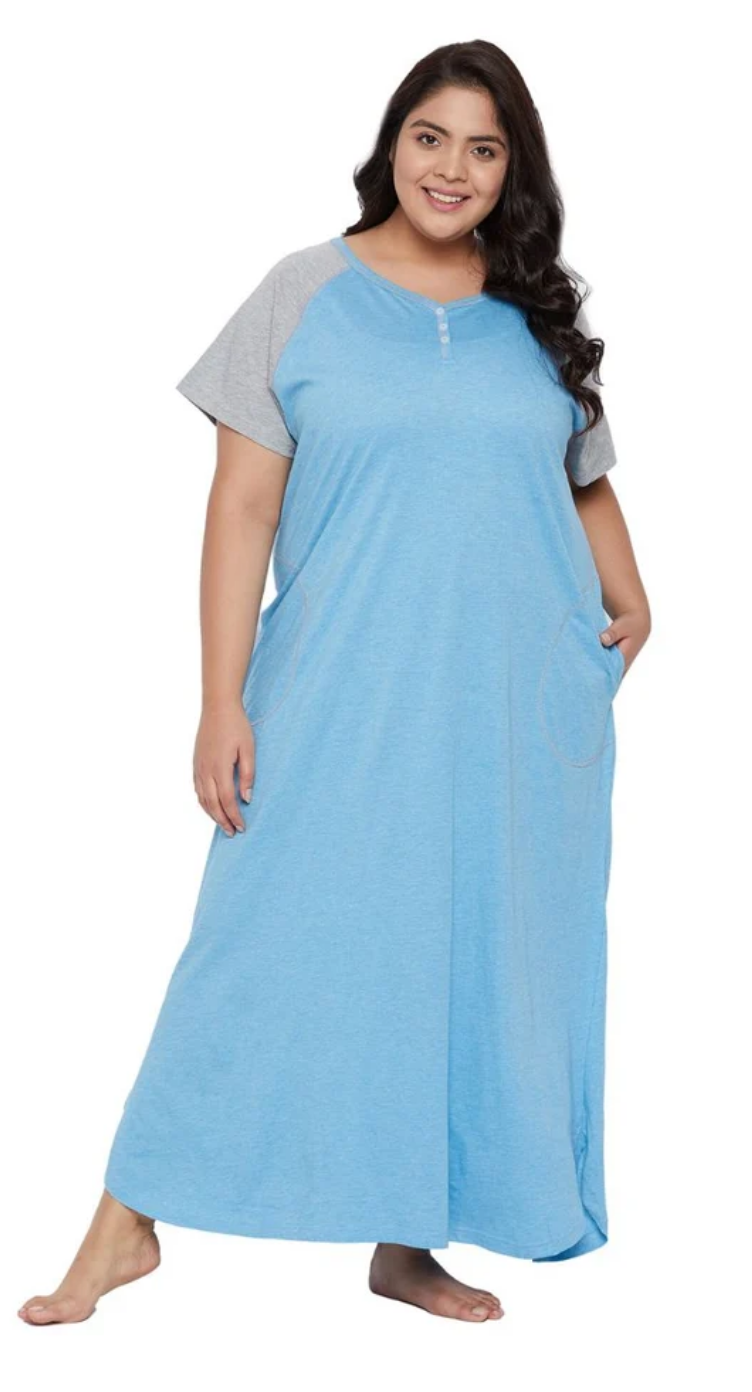 Blue Polyester Plus Size Dress for Women 1X-3X Short Sleeve | GypsieBlu