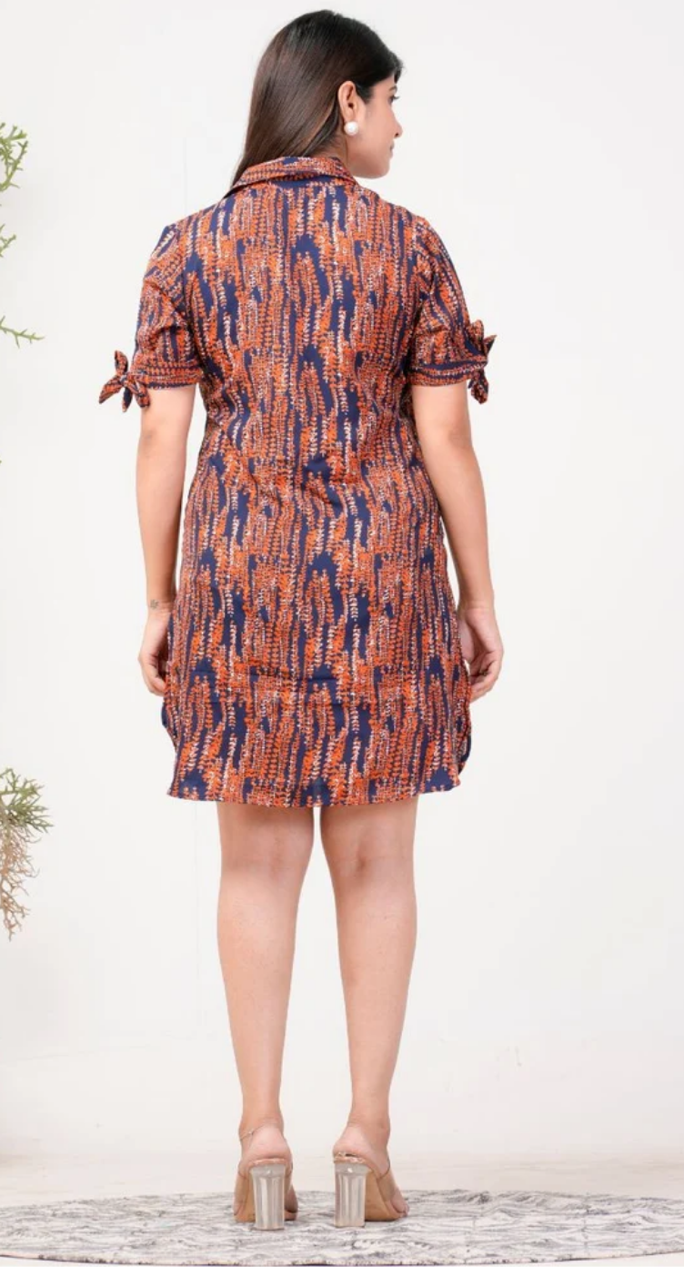 Blue & Navy Abstract Polyester Mini Dress for Women S-XL | GypsieBlu
