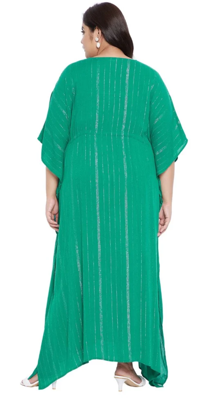Green Rayon Plus Size Kaftan Dress for Women 1X-3X | GypsieBlu