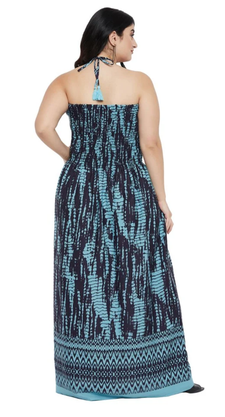 Turquoise Tie Dye Polyester Plus Size Tube Dress for Women 1X-3X | GypsieBlu