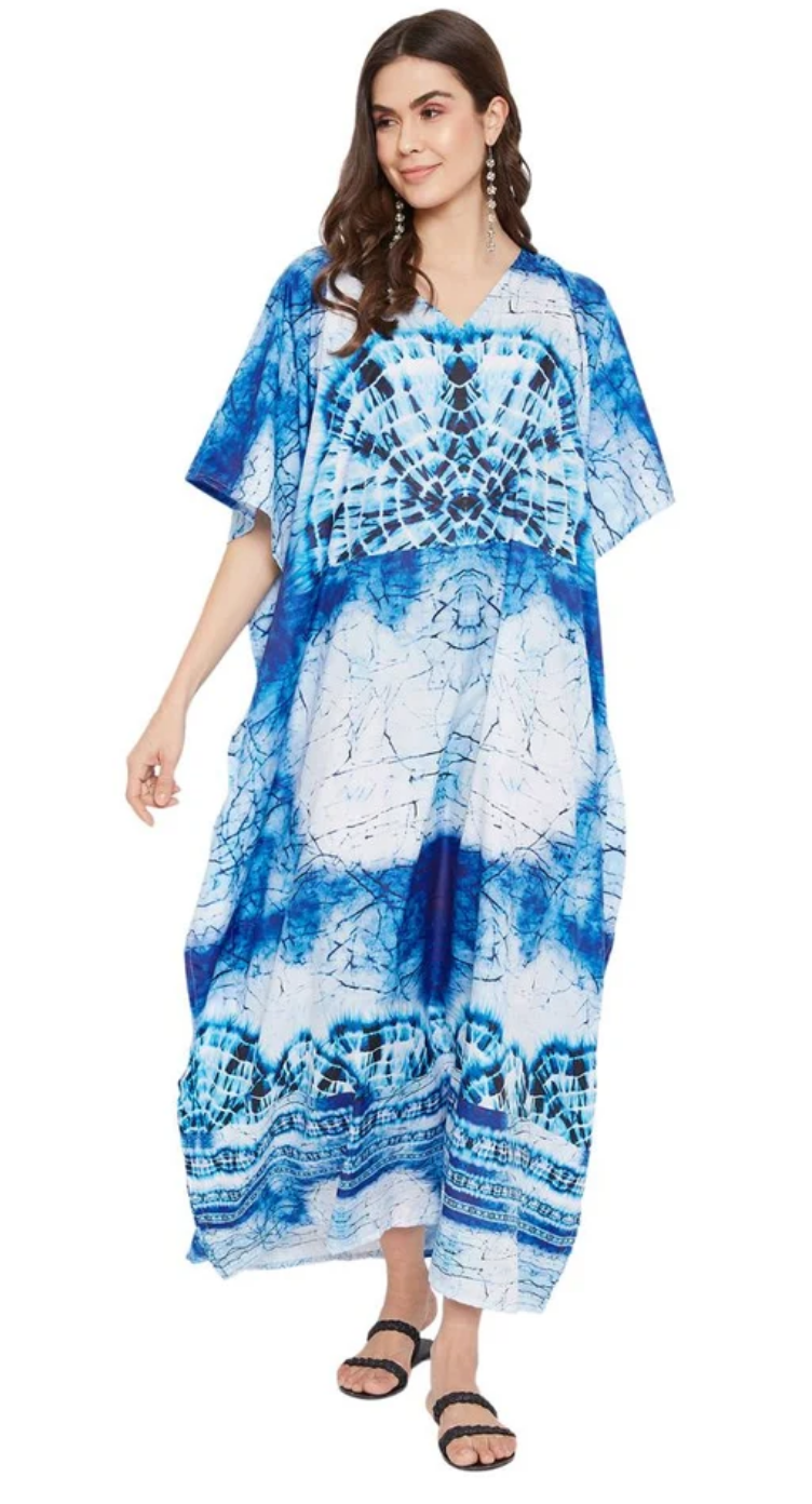 Tie Dye Batik Polyester Plus Size Kaftan for Women 1X-3X | GypsieBlu