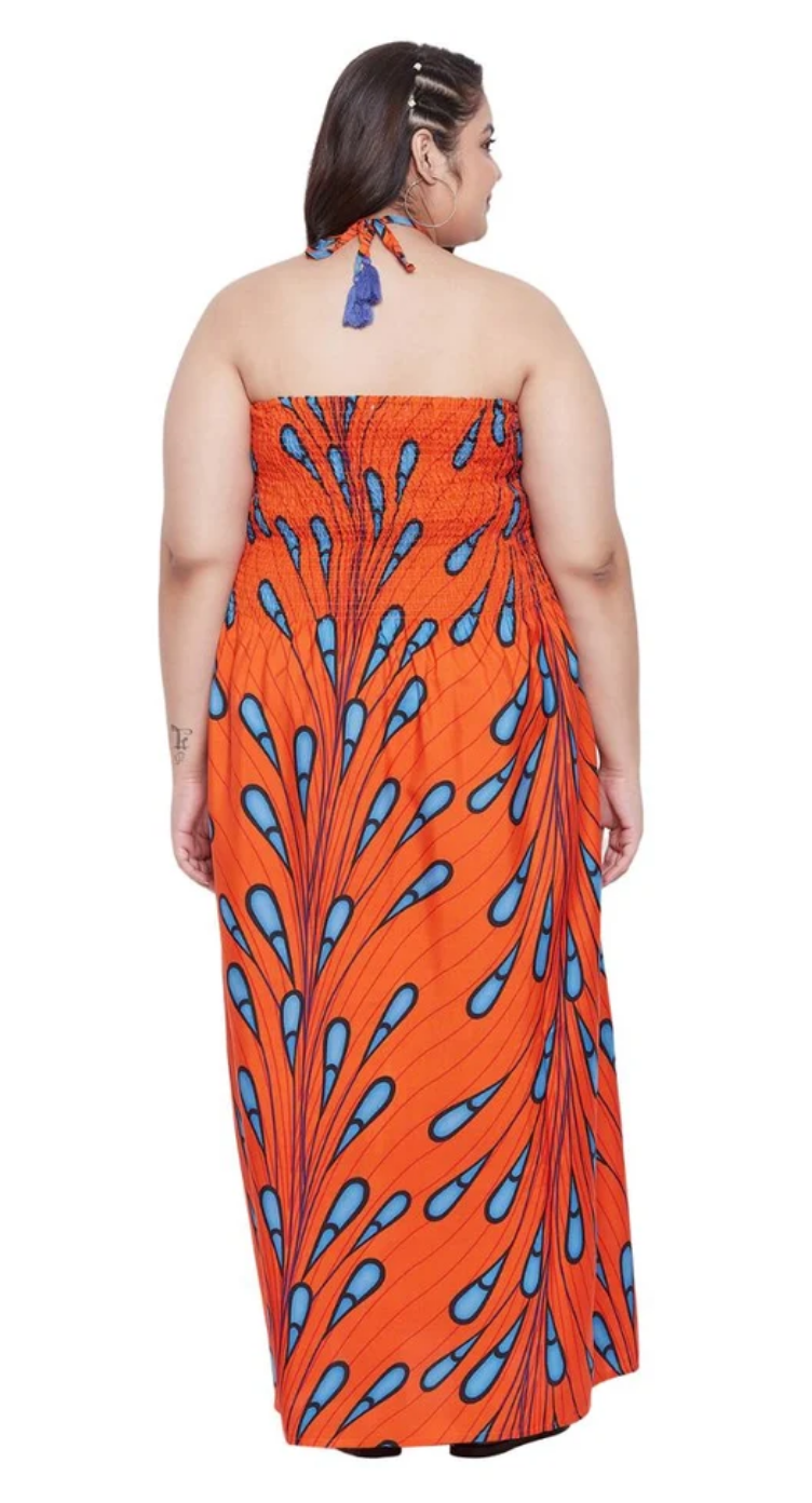 Orange Leaf Polyester Tube Dress for Women S-XL | GypsieBlu