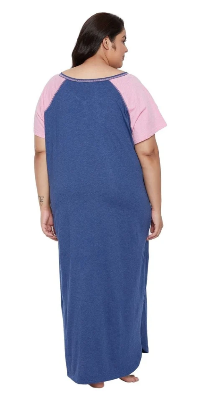 Blue Cotton Plus Size Dress for Women 1X-3X Short Sleeve | GypsieBlu