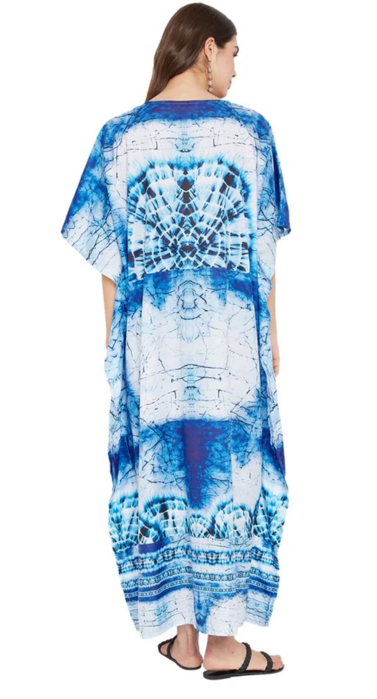 Tie Dye Batik Polyester Plus Size Kaftan for Women 1X-3X | GypsieBlu