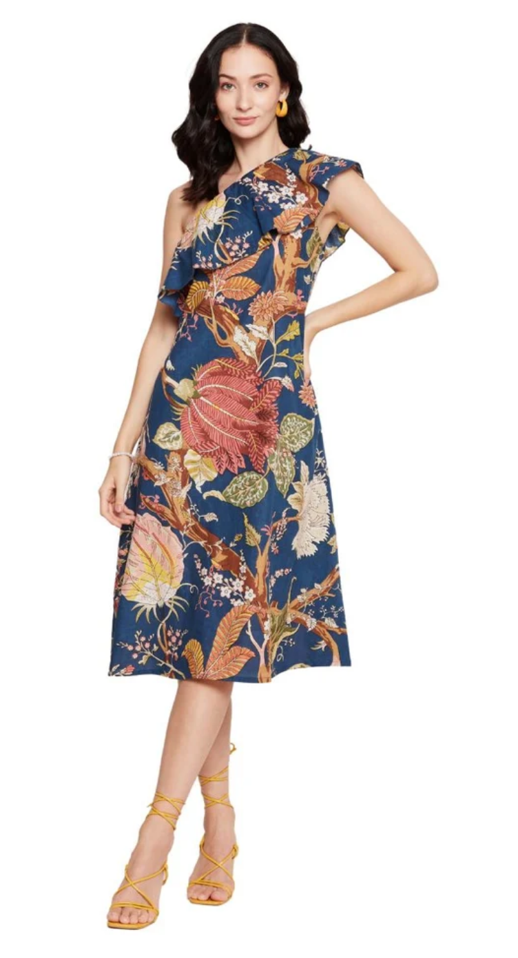 Blue Floral Cotton Dress for Women S-XL Sleeveless | GypsieBlu