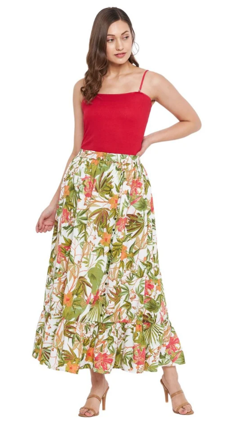 Multicolor Tropical Floral Polyester Skirt for Women S-XL | GypsieBlu