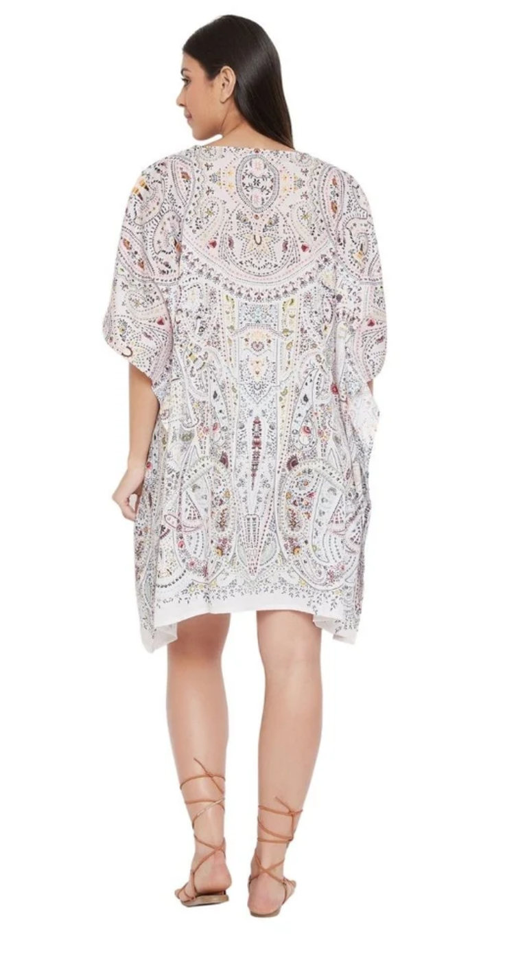 Gray Paisley Medallion Polyester Plus Size Tunic for Women 1X-3X | GypsieBlu
