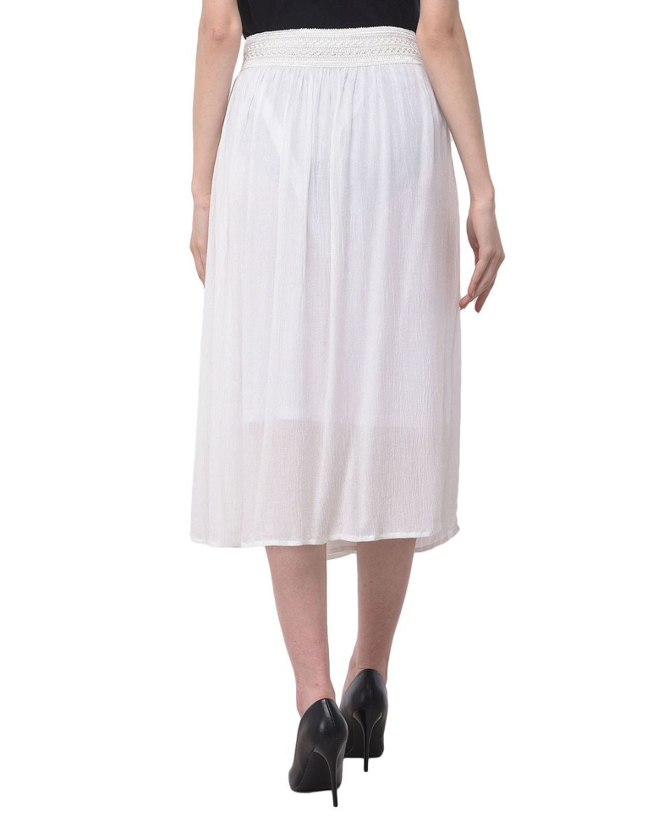 Dazzling Solid White Rayon Skirt For Women