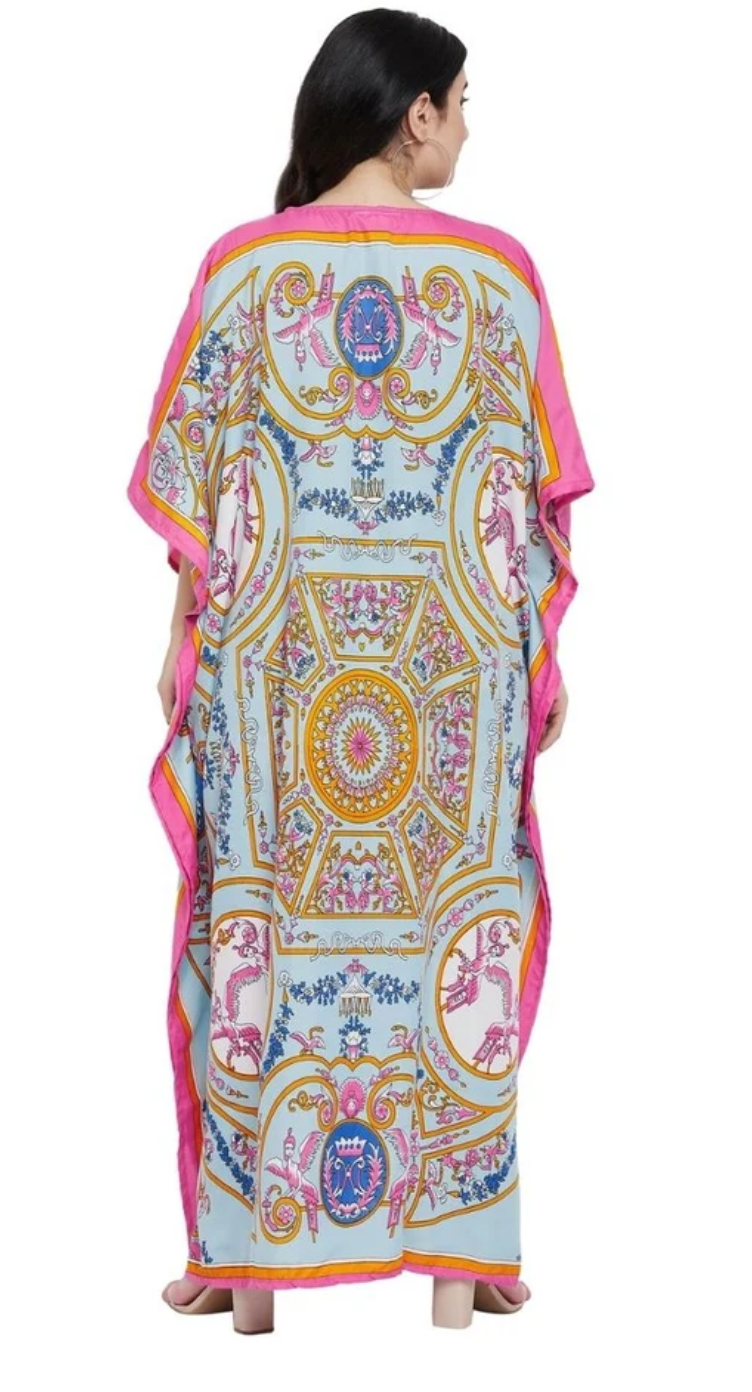 Multicolor Baroque Medallion Plus Size Kaftan for Women 1X-3X | GypsieBlu